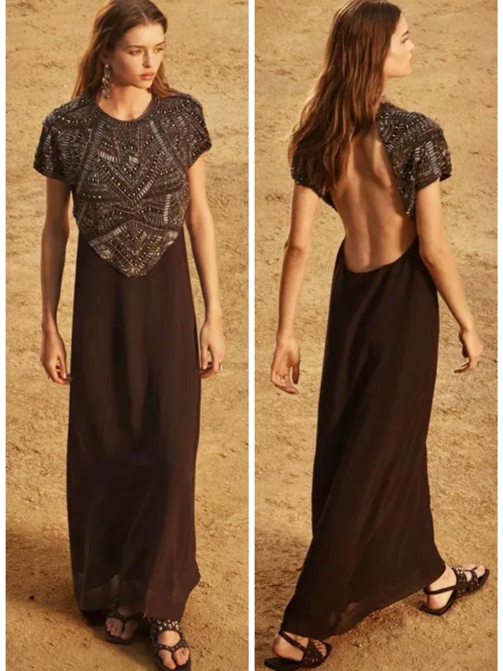 Zara 🔥 Beaded Embroidery Top Dress Backless Limited Edition STUNNER Small - Picture 3 of 16